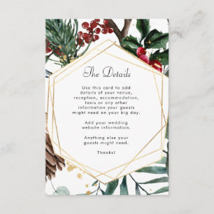 winter geometric wedding details information enclosure card