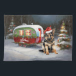 Winter German Shepherd Caravan Christmas Adventure Kitchen Towel<br><div class="desc">Embrace the magic of a snowy winter night as a caravan glides gracefully through the moonlit landscape. The serene beauty of the glistening snow and the enchanting glow of the moon create a captivating scene,  promising an unforgettable Christmas adventure filled with warmth,  joy,  and cherished memories.</div>