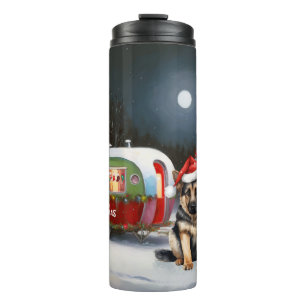 Winter German Shepherd Caravan Christmas Adventure Thermal Tumbler