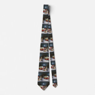 Winter German Shepherd Caravan Christmas Adventure Tie