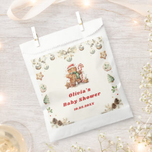 Winter Gingerbread Christmas Santa Baby Shower Favour Bag