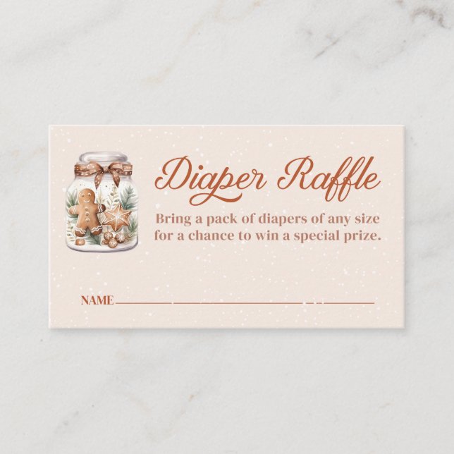 Winter Gingerbread Man Baby Shower Diaper Raffle Enclosure Card (Front)