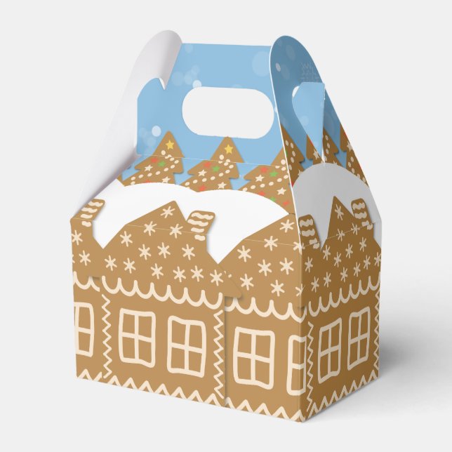 Winter Gingerbread Street Favor Box (Front Side)