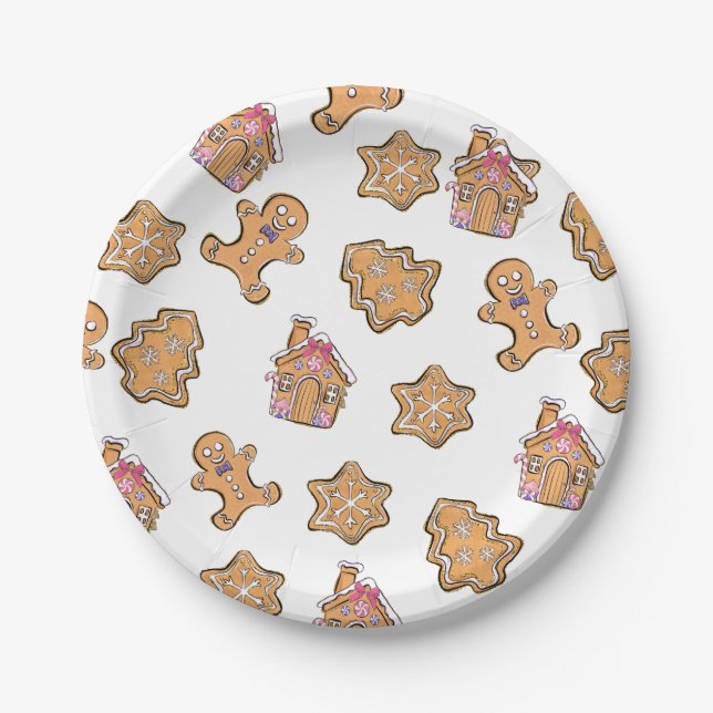 Winter gingerbread sweet treat holiday  paper plate (Front)