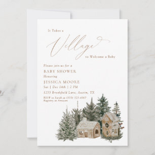 Winter Gingerbread Village Winter Baby Shower Invitation