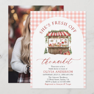 Winter Gingham Fresh Off The Market Bridal Shower Invitation