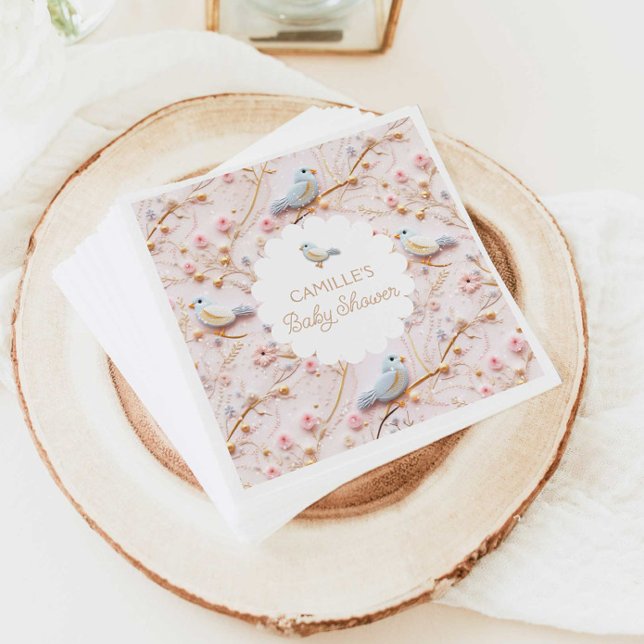 Winter Girl Baby Shower Pink Paper Napkin (Creator Uploaded)