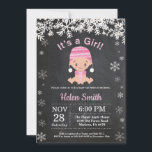 Winter Girl Baby Shower Snowflake Invitation<br><div class="desc">Winter Girl Baby Shower Snowflake Invitation. White Snowflake. Girl Baby Shower Invitation. Winter Holiday Baby Shower Invite. Chalkboard Background. Black and white. For further customization,  please click the "Customize it" button and use our design tool to modify this template.</div>