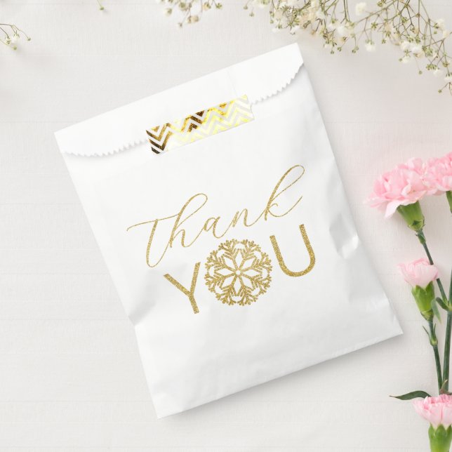 Winter Glitter Gold Thank You Favour Bag (Sealed)