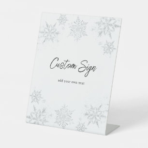 Winter Glittery Snowflake Custom Text Pedestal Sig Pedestal Sign