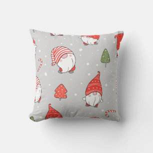 Winter Gnome Festive Seamless Pattern Throw Pillow