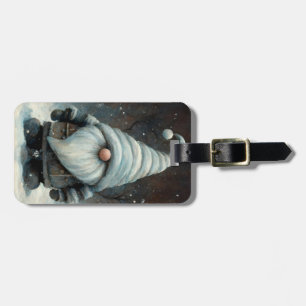 Winter Gnome in a Snowy Forest Luggage Tag