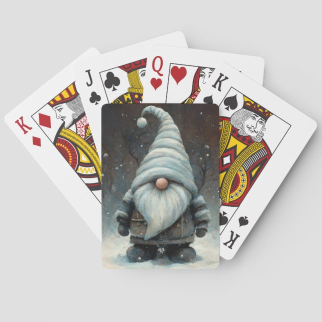 Winter Gnome in a Snowy Forest Playing Cards (Back)