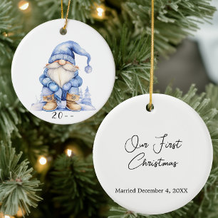 Winter Gnome Our First Christmas Ceramic Ornament