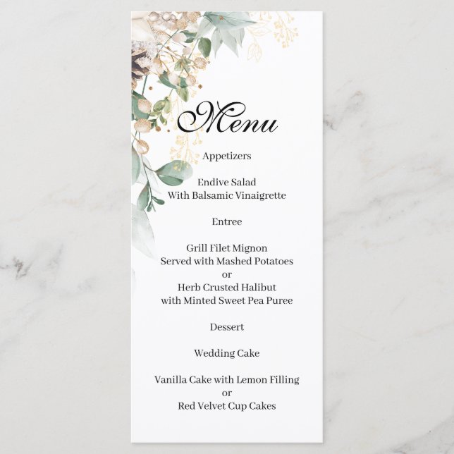  Winter gold floral Menu (Front)