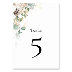 Winter gold floral Table Number Card