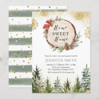 Winter Gold Forest Housewarming Party Invitation