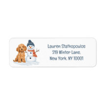 Winter Goldendoodle Dog Cute Snowman