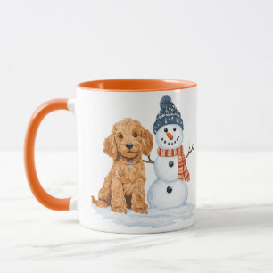 Winter Goldendoodle Dog Cute Snowman Mug
