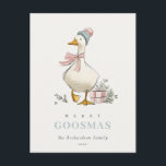 Winter Goose Christmas Funny Merry Goosmas  Postcard<br><div class="desc">Red Blue Green Winter Berries Watercolor Bunch Holiday Collection- consisting greeting cards,  postcards,  address lables,  tags,  stickes,  and more  If you need any further customisation please feel free to message me on yellowfebstudio@gmail.com.</div>