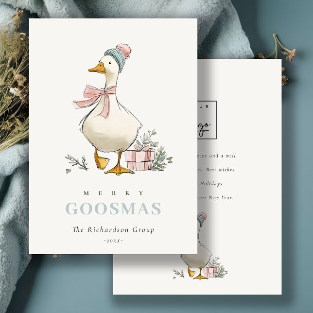 Winter Goose Christmas Goosmas Corporate Logo  Holiday Card (Creator Uploaded)