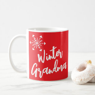 Winter Grandma Personalized Name Red Festive Coffee Mug