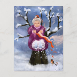 Winter Granny Abuela de Inverno Postcard
