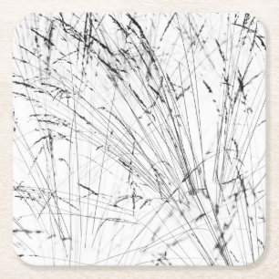 Winter Grass In Snow Square Paper Coaster