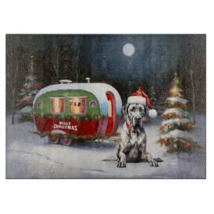 Winter Great Dane Caravan Christmas Adventure Cutting Board