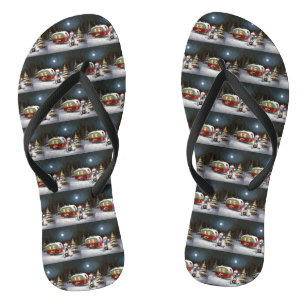 Winter Great Dane Caravan Christmas Adventure Flip Flops