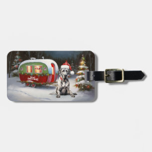 Winter Great Dane Caravan Christmas Adventure Luggage Tag