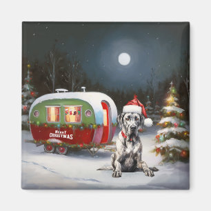 Winter Great Dane Caravan Christmas Adventure Magnet