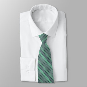 Winter Green And Gray Stripes On Watercolor Paper Tie