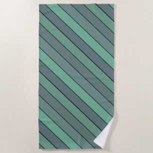 Winter Green And Grey Stripes On Watercolor Paper  Beach Towel
