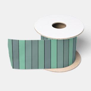 Winter Green And Grey Stripes On Watercolor Paper Satin Ribbon