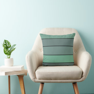 Winter Green And Grey Stripes On Watercolor Paper  Throw Pillow