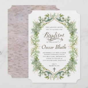 Winter Green Baptism invitation
