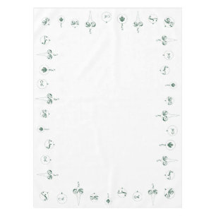 Winter Green Monogram Bauble Ornaments Christmas  Tablecloth