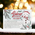 Winter green pine snowman bring a book baby shower enclosure card<br><div class="desc">Bring a book! Help build a snowy library for the baby! Add a special touch to your celebration with our Snow Much Joy Bring a Book Card. Guests can bring their favourite children's book to share with the little one. Featuring a charming baby snowman wearing a Santa hat with red...</div>