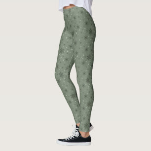 Winter Green Snowflakes Leggings