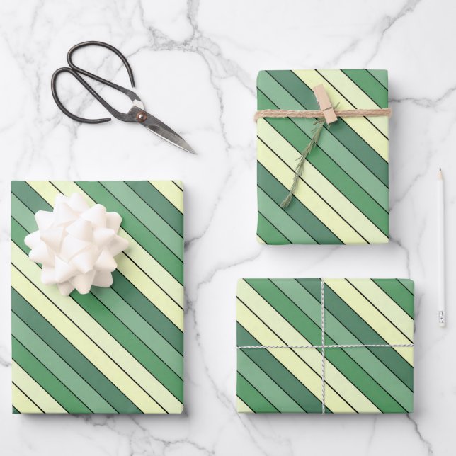 Winter Green Yellow Stripes On Watercolor Paper  (Front)
