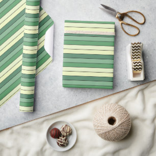 Winter Green Yellow Stripes On Watercolor Paper 