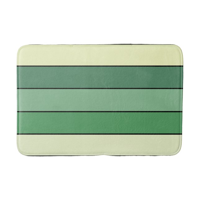 Winter Green Yellow Stripes On Watercolor Paper  Bath Mat (Front)