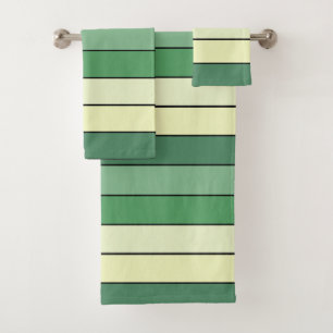 Winter Green Yellow Stripes On Watercolor Paper  Bath Towel Set