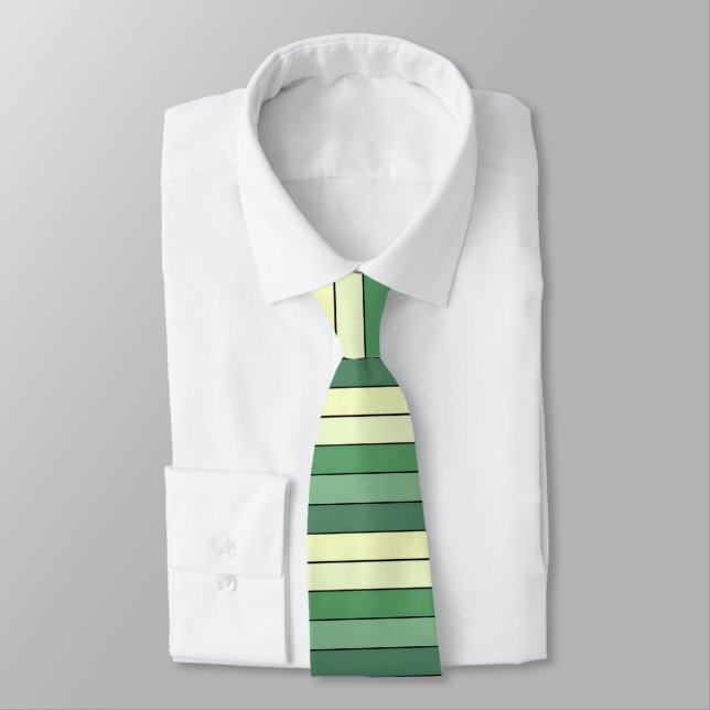 Winter Green Yellow Stripes On Watercolor Paper  Tie (Tied)