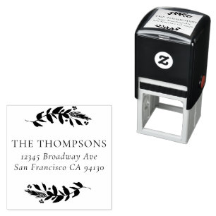 Winter Greenery Address Self Inking Rubber Stamp