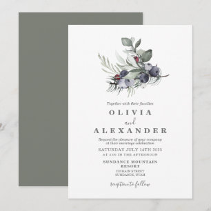 Winter Greenery and Berries wedding Invitation