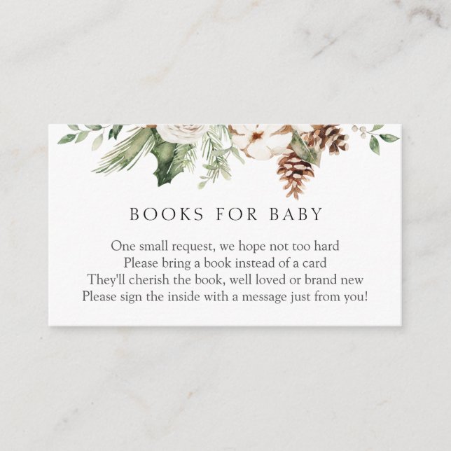 Winter Greenery and Pinecones Books for Baby Enclosure Card (Front)