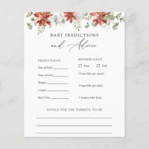 Winter Greenery Baby Advice and Predictions Card