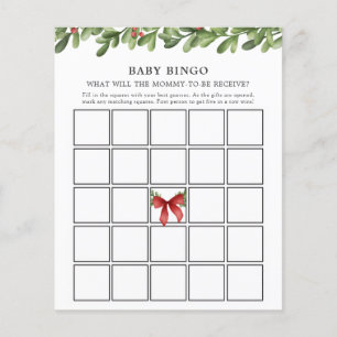Winter Greenery Baby Bingo Game Card